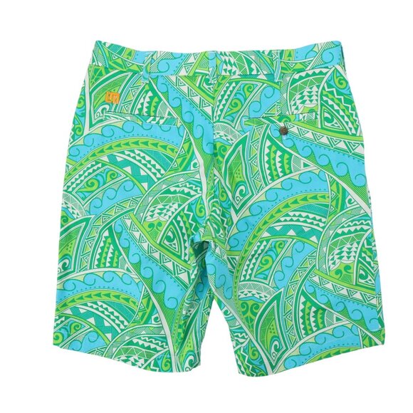 Loudmouth Golf Abstract Print Blue Green Men's Shorts 34 - Picture 3 of 5